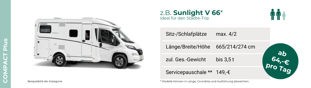 Fahrzeugkategorie. COMPACT Plus. Zum Beispiel: Sunlight V 66.
