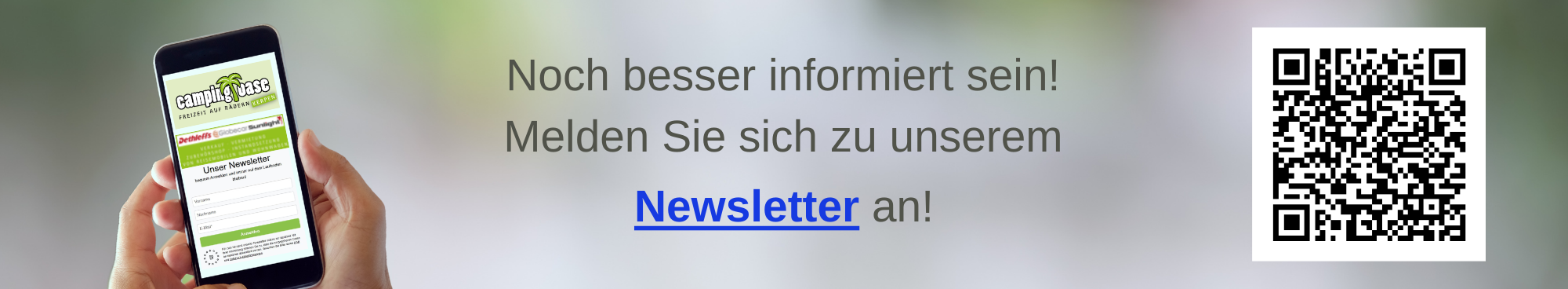 Noch besser informiert sein! Scannen Sie den QR-Code und melden Sie sich zu unserem Neusletter an!