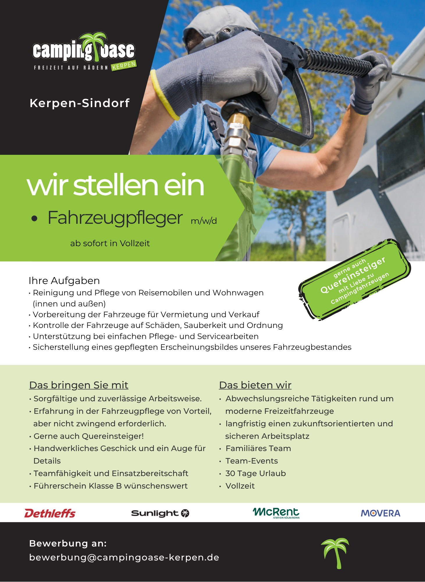 Wir stellen ein: Fahrzeugpfleger ab sofort in Vollzeit